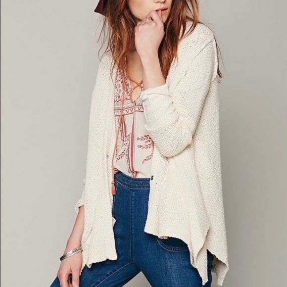 Free People Shark Bite Cardigan Sweater Size S - Picture 2 of 9